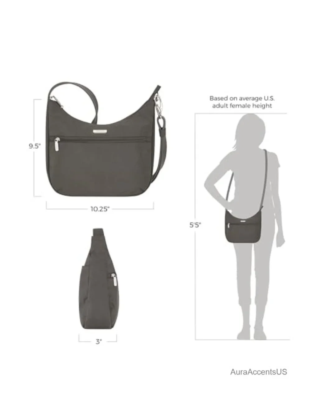 Anti-Theft Slash Resistant Nylon Hobo Bag with RFID Blocking